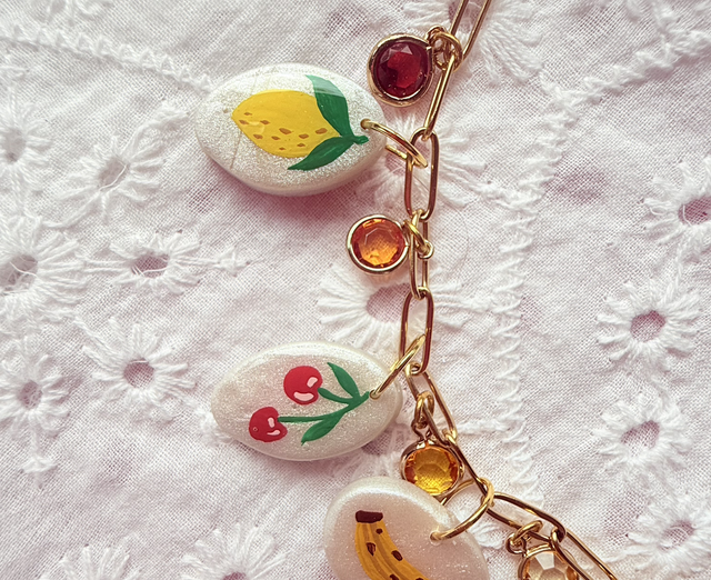 Dopamine Fruit Charm Necklace - 16” 18K Gold Plated