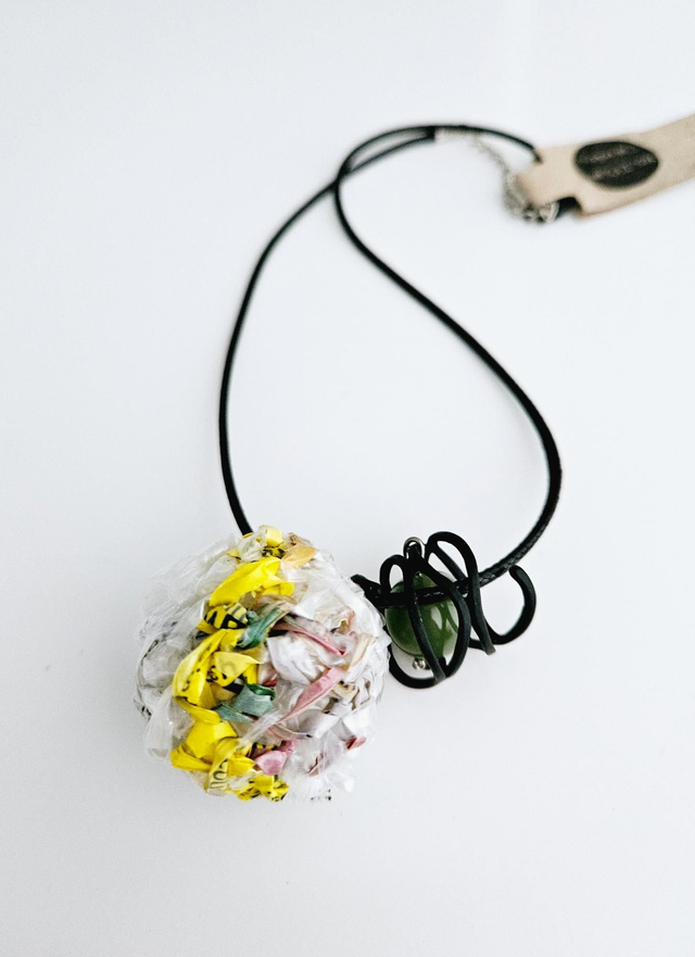 Crochet Ball Unique Necklace Natural Boho Style Handmade