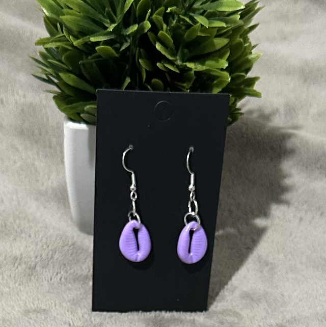 Purple &amp; Gold Dangling Earrings-PUR41