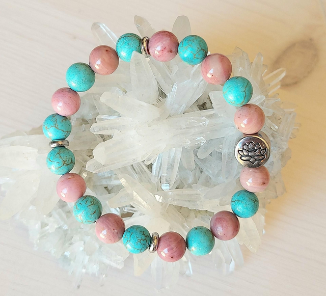 Howlite Turquoise et Rhodonite