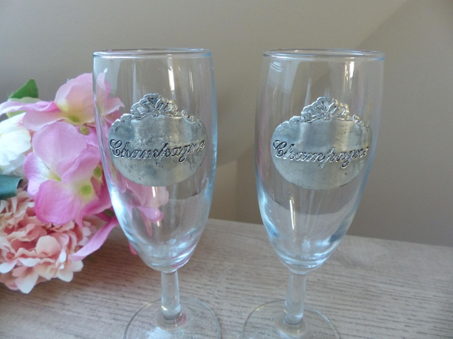 Paire de flûtes à champagne vintage Verres français gravés champagne - Cadeau romantique pour couple, fête anniversaire diner en amoureux