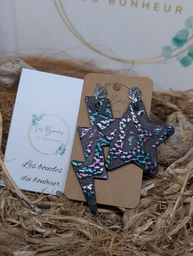 Boucles d'oreilles Asymétrique holographique mo711