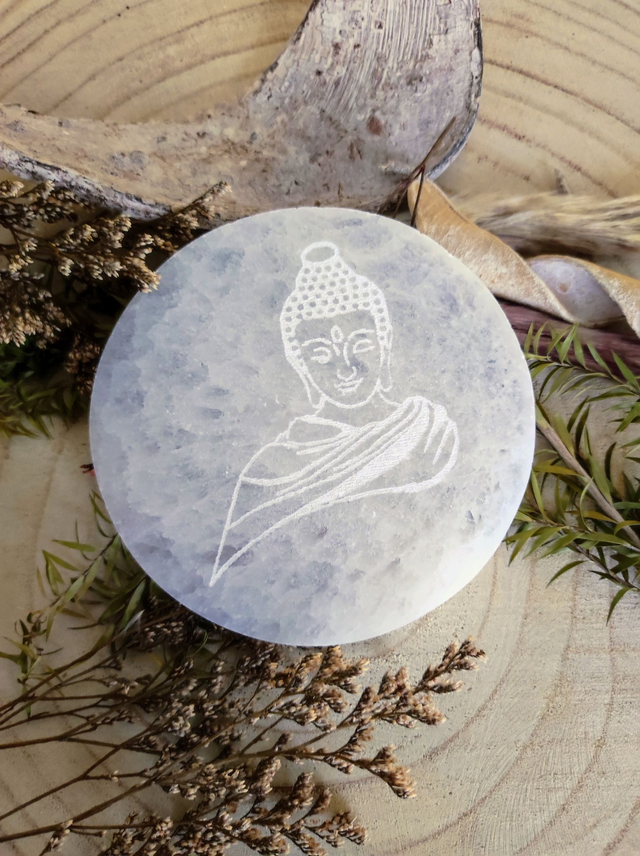 Plaque Sélénite Bouddha