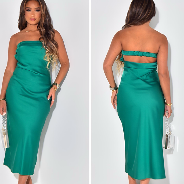 Robe satinée émeraude Curvy