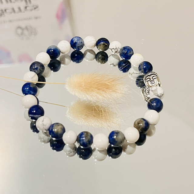 Howlite &amp; Lapis Lazuli 6 mm – Décision &amp; Clairvoyance