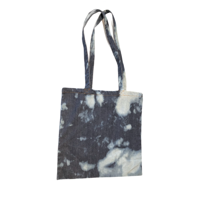 Bleached denim tote (choose your custom text)