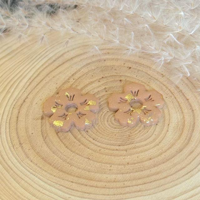 Pampilles grosses fleurs (rose & or)