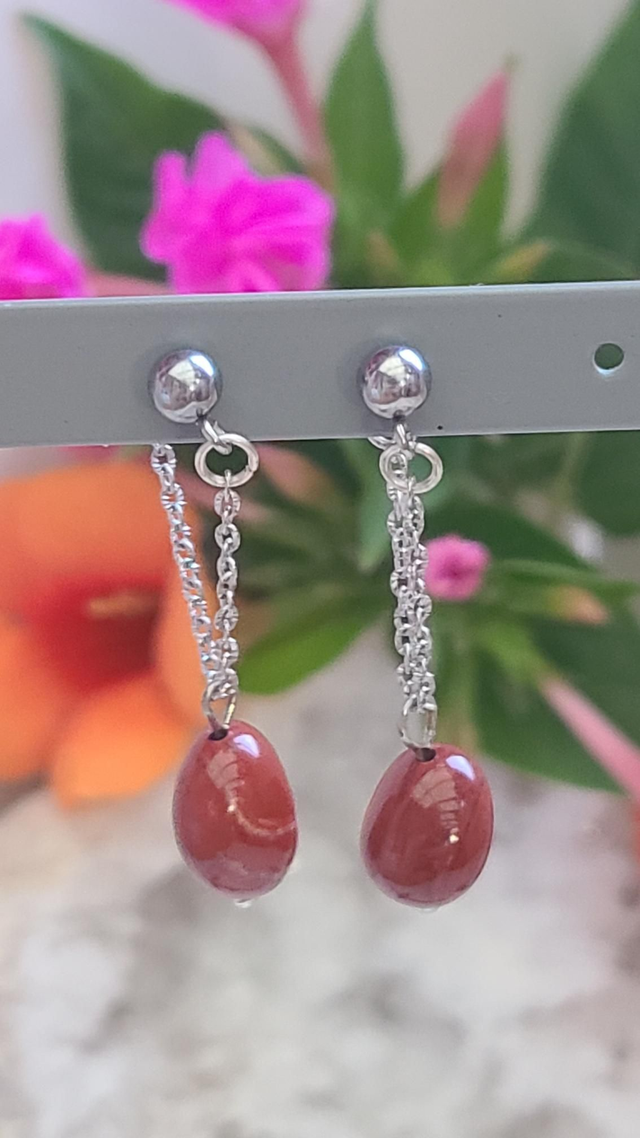 Boucles agate rouge