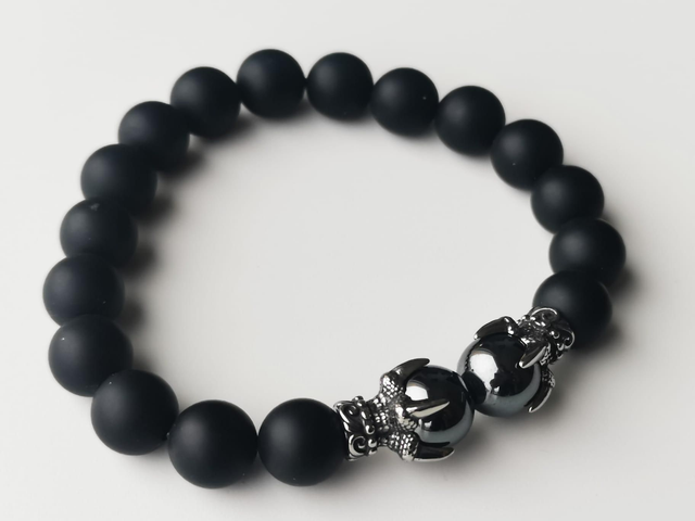 Bracelet Homme ONYX mat et HÉMATITE 