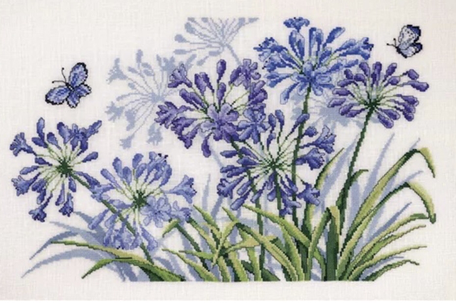Permin Indigo Agapanthus Counted Cross Stitch Kit