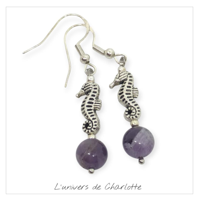 Boucles d&#039;oreilles &quot;Améthyste&quot; BO-024