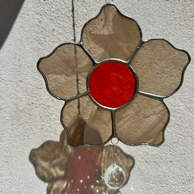 Fleur Lumi (taupe et rouge)