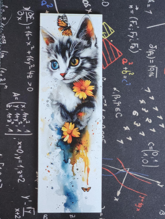 Marque-page 3 plexi solide  &quot;chaton fleuri &quot;