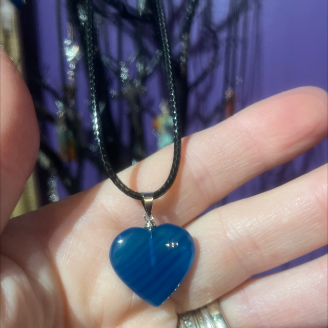 Blue Agate Heart Pendant