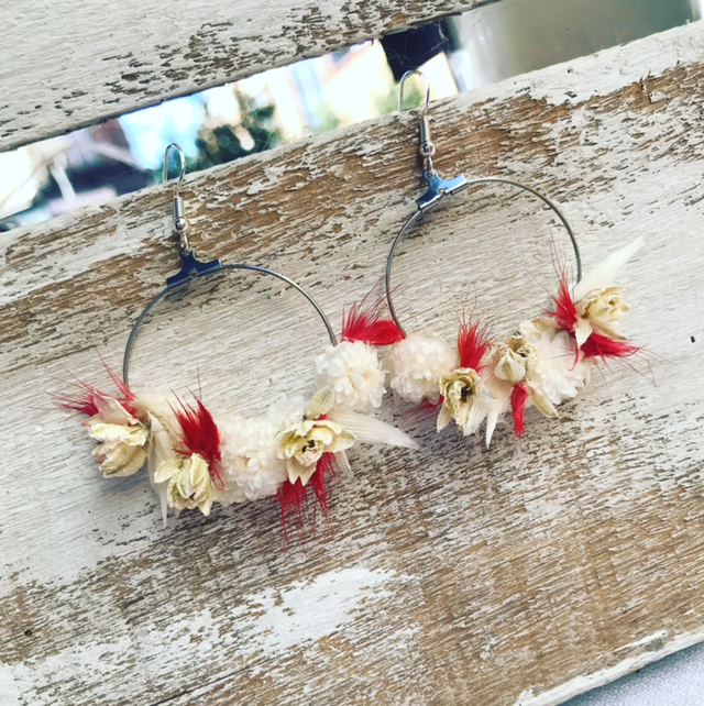 Boucles d’oreilles en fleurs séchées 