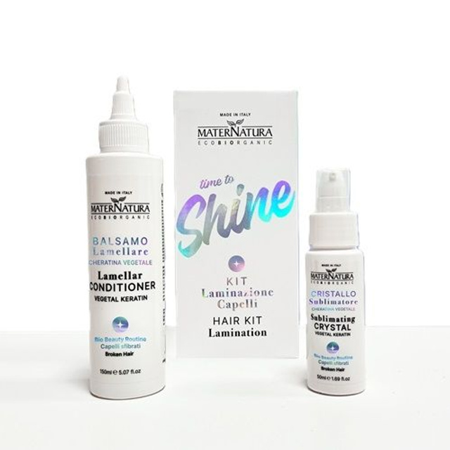 Kit Laminazione capelli per capelli sfibrati con cheratina vegetale Maternatura