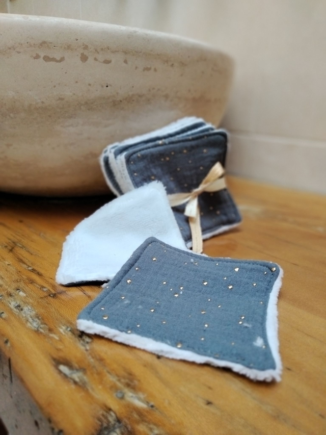 Lingettes lavables double gaze anthracite