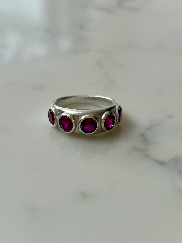 Ruby Quintet Ring Silver