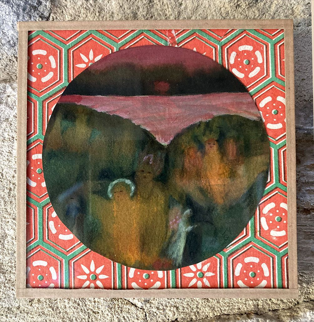 "Au bord de la rivière pourpre" encadré