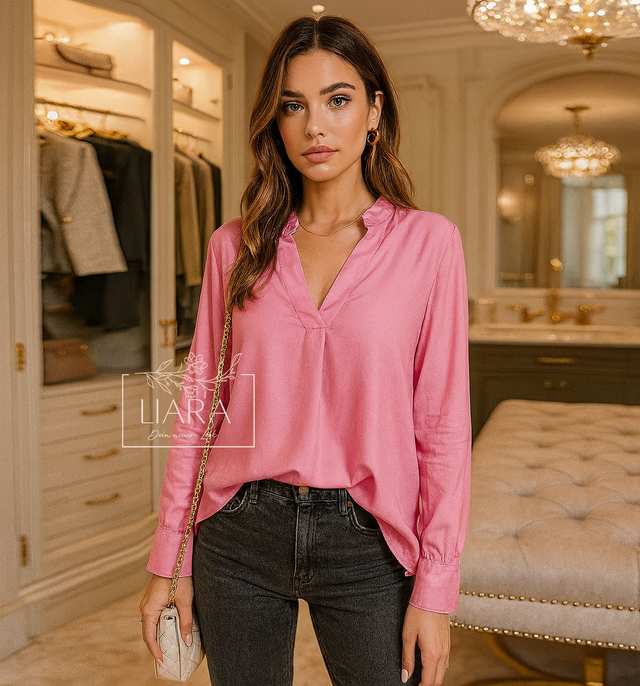 Elegante Satin Bluse langarm Onesize