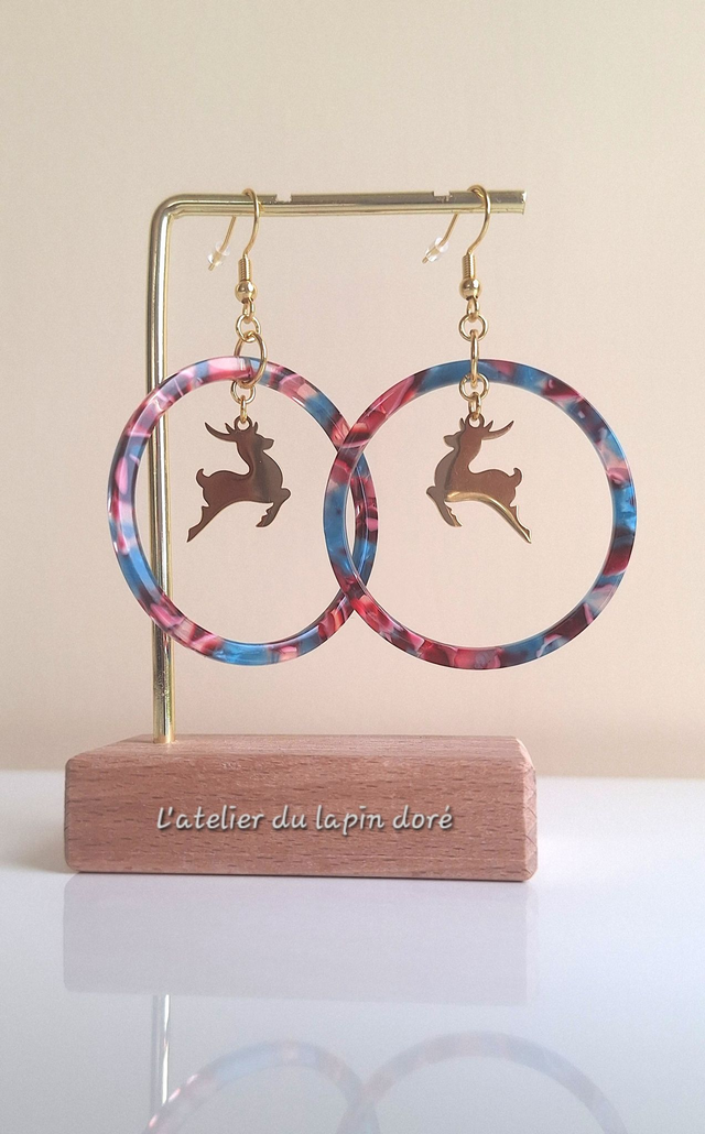 Boucles d&#039;oreilles Créoles Rennes ou Sapins