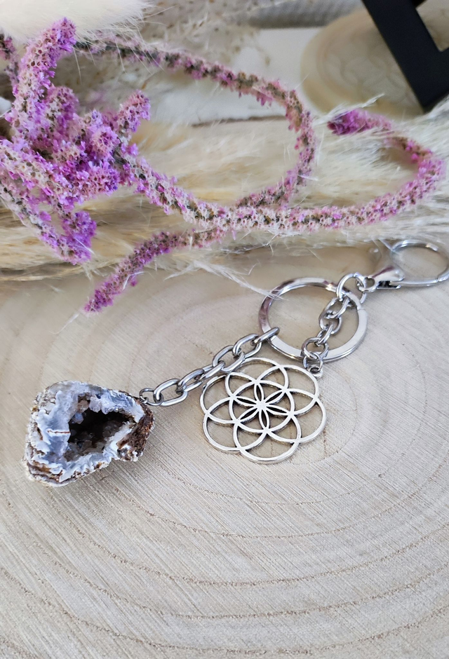 Porte Clés mini géode Agate brute n°7