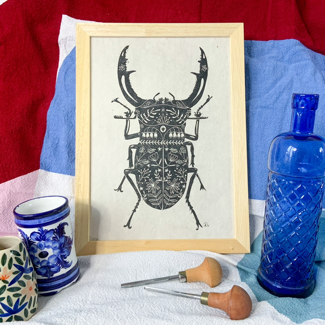 Lucane cerf-volant fleurie