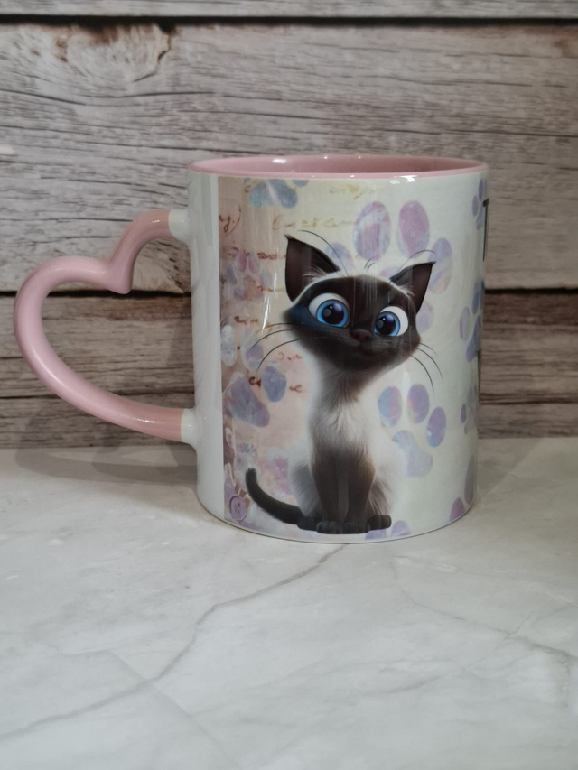 Mug coeur rose chat siamois 