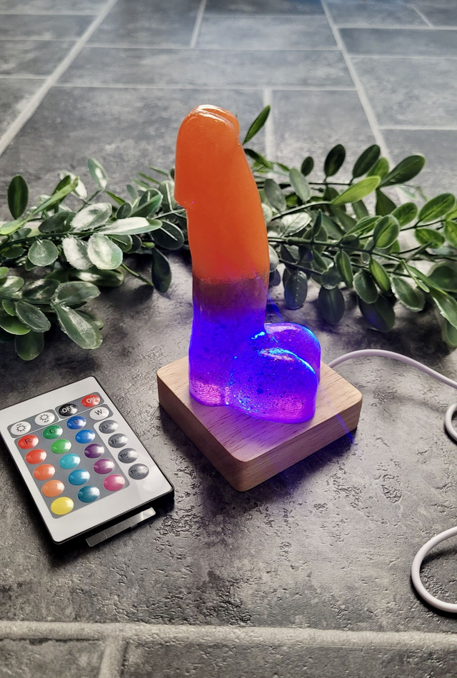 Penis Ornament - Halloween - Orange, gold and purple glitter - 12cm