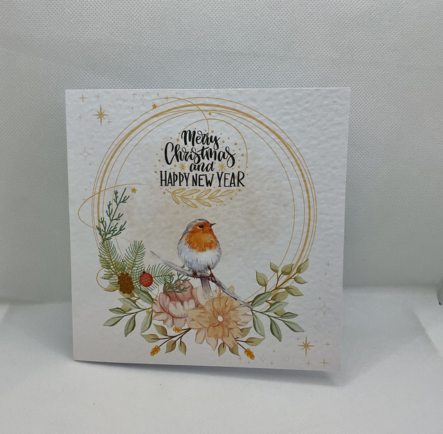 Beautiful Robin card. Christmas card. Fully customisable.