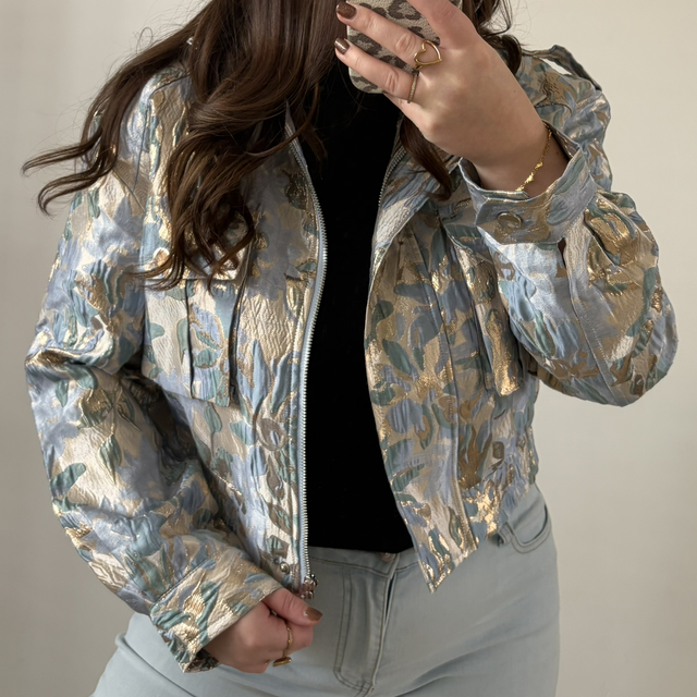 Bloemenprint jasje blauw