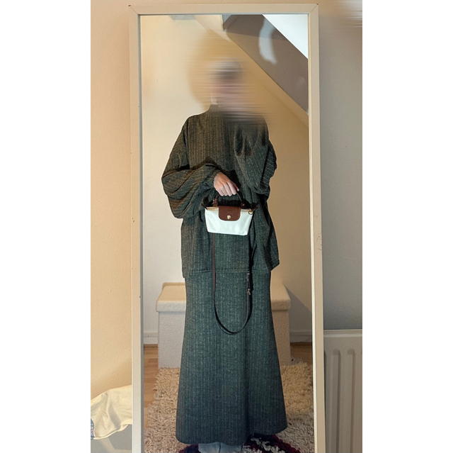 Ensemble en laine côtelé vert kaki 