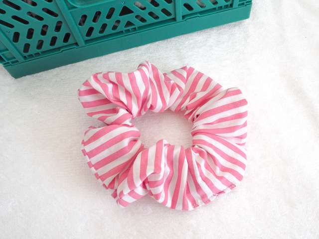 Chouchou moyen ✿ rayé rose