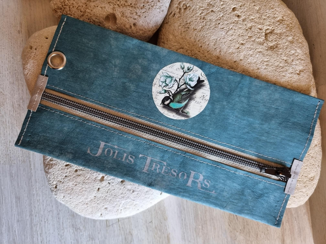 Trousse à soufflet bleu canard