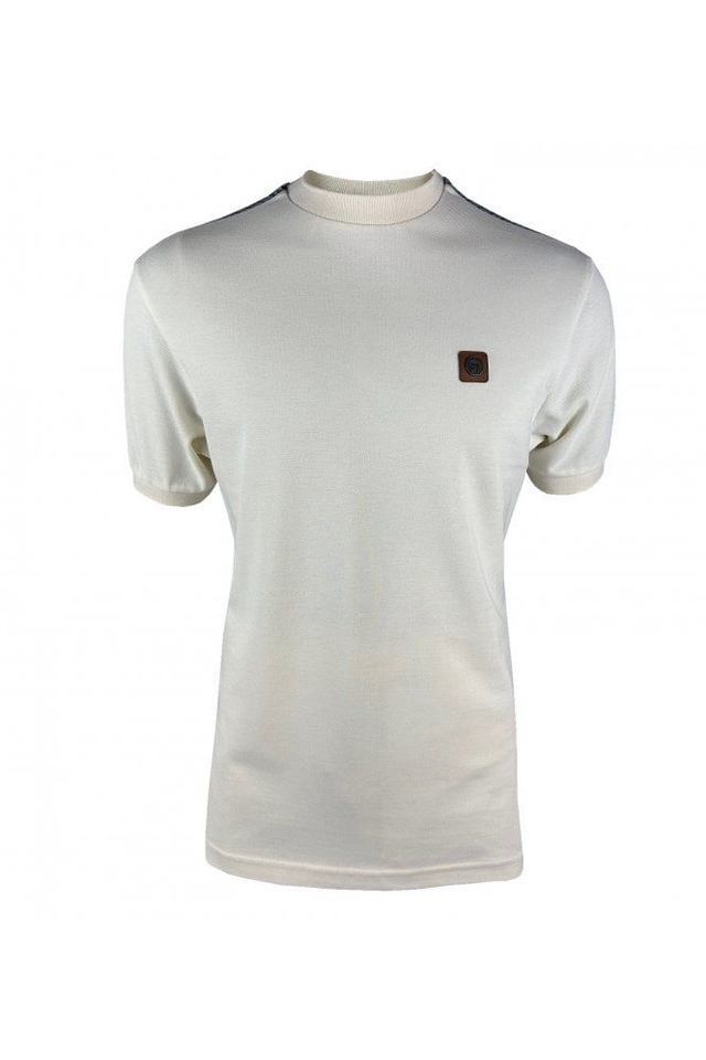 Trojan TR-8881 Houndstooth Trim Pique Tee - Ecru