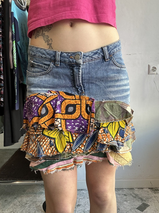 Miss Sixty denim mini skirt with patchwork