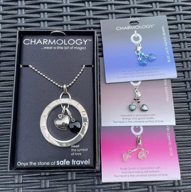 Onyx Charmology long  necklace with 3 charms 