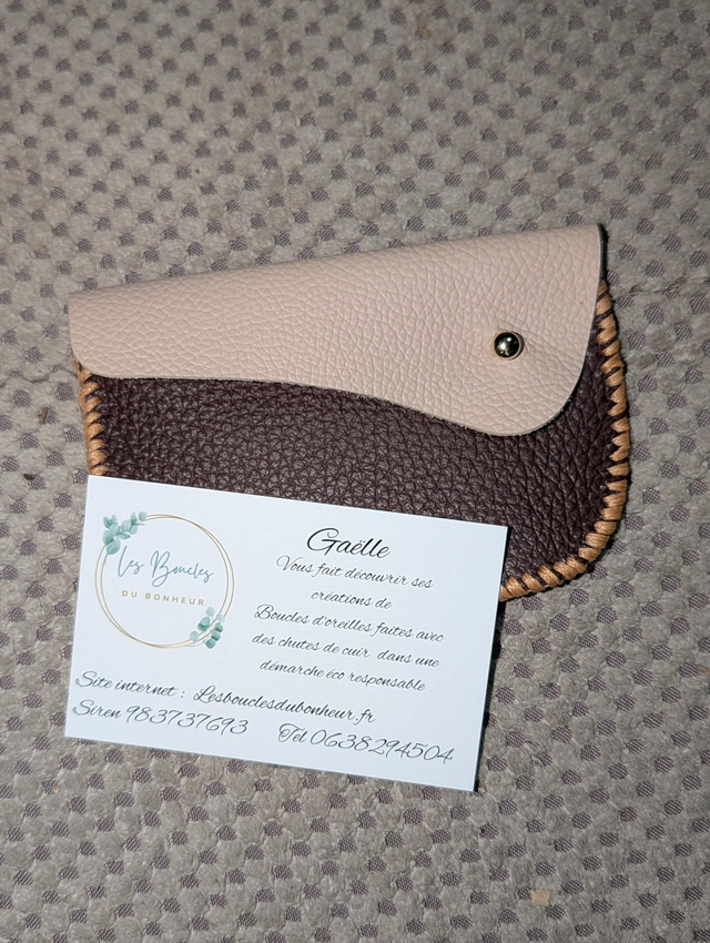 Porte cartes marron beige 005