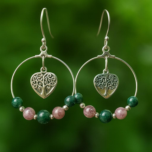 Créoles  Lépidolite/Agate mousse - bien-être psychique