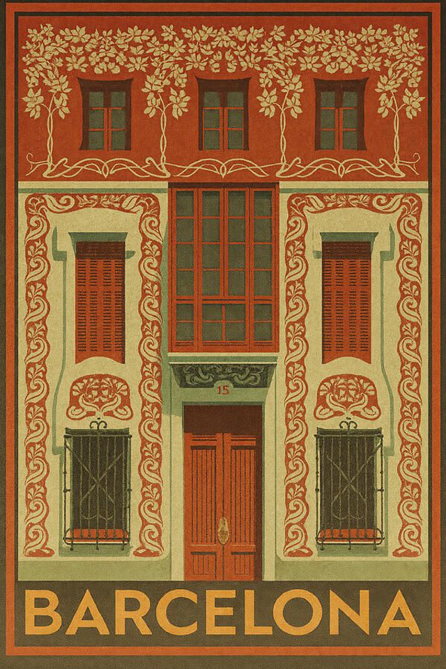 Casa Pàdua, Barcelona – Póster de viaje vintage.