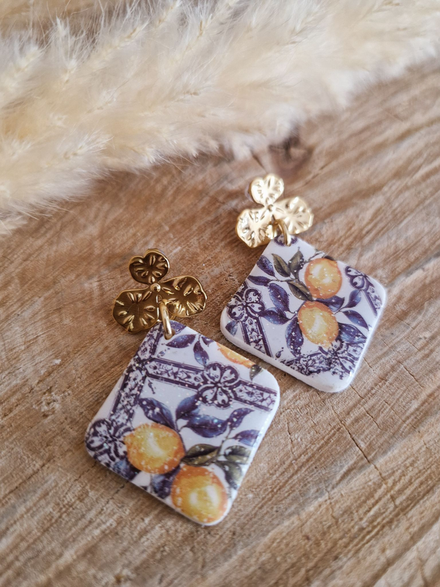  Boucles d’oreilles "Citron Sicilien" - Modèle unique