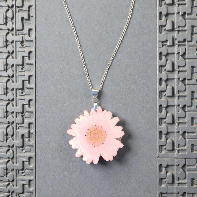 Colgante flor margarita rosa 024