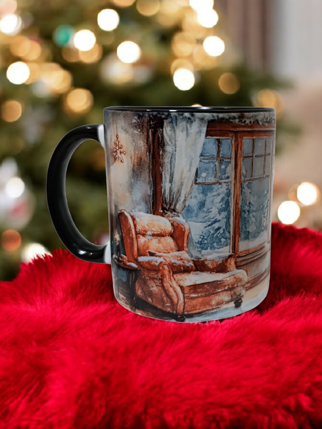 Mug de Noël – Intérieur de Noël &amp; Cheminée Enchantée