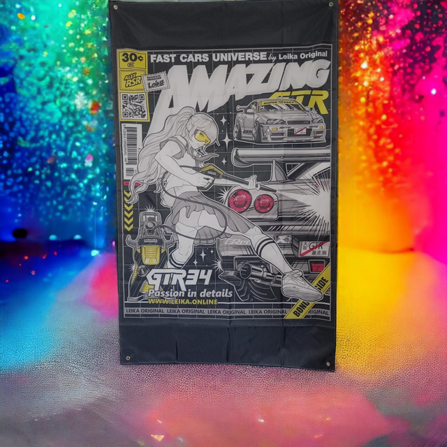 Drapeau Nissan GTR magazine