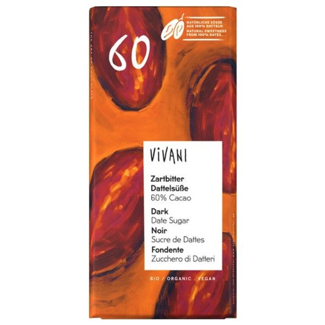 Vivani Schokolade Dattelsüße 60% 80g Tafel