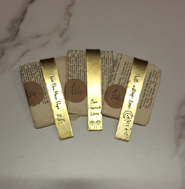 Handstamped Brass Bookmark
