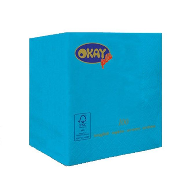 Tovagliolo di carta colorato cm. 25x25 doppio velo Turchese