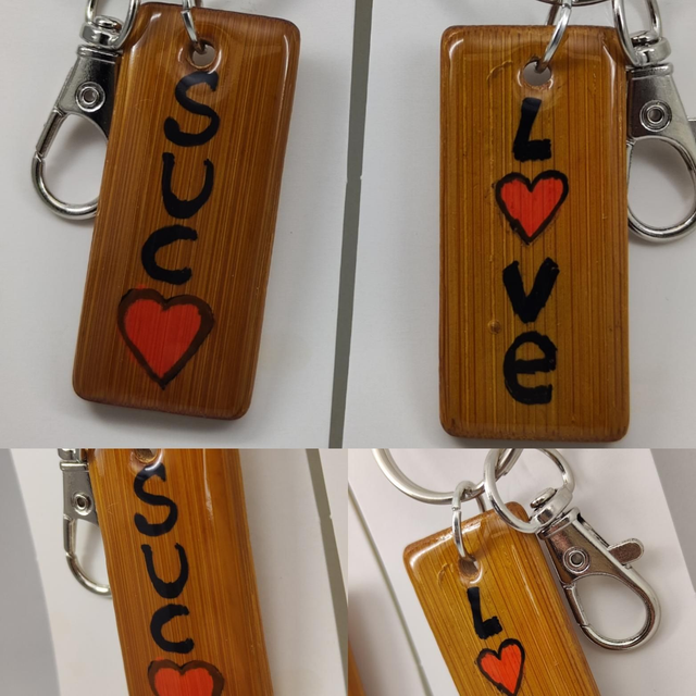 Portachiavi Messaggio in bambù 