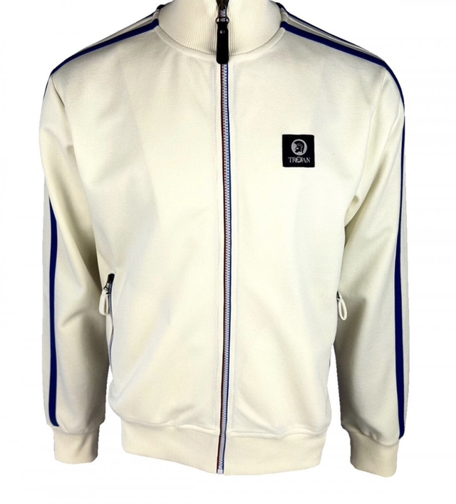 Trojan TC-1043 Contrast Zip Track Top - Ecru
