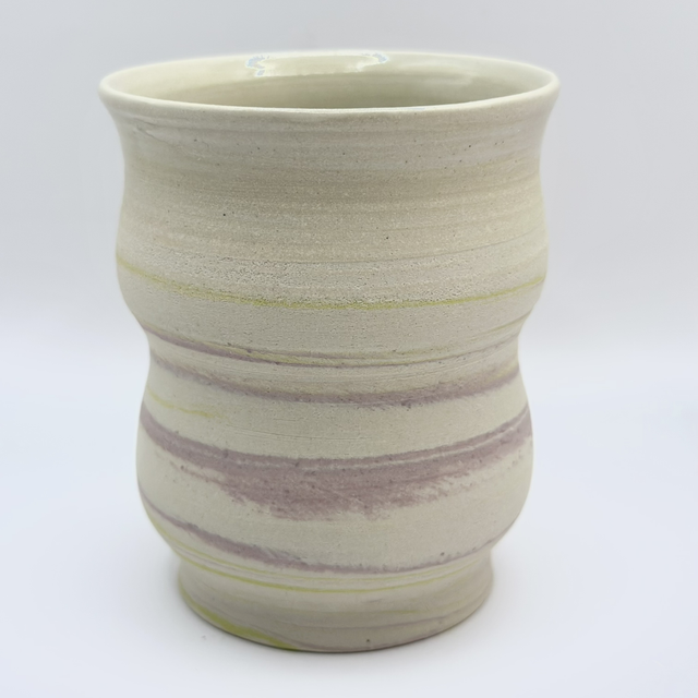 Tasse bulle en céramique – Terre mélée taro matcha, pièce artisanale unique